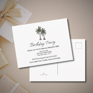Invitation Carte Postale Fête d'anniversaire 30 ans Plage aux Palmiers Trop
