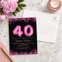 Fête d'anniversaire 40 ans Black Pink avec faux pa