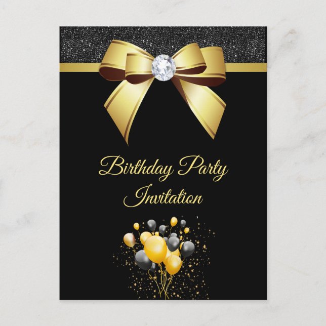 Invitation Carte Postale Fête d'Anniversaire Glamour Elegance (Devant)