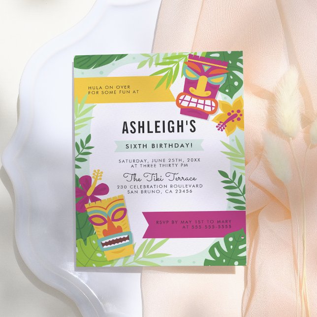 Invitation Carte Postale Fête d'anniversaire Hawaiienne couleur neutre pour (Créateur téléchargé)