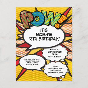 Invitation Carte Postale Fête d'anniversaire moderne et amusante Bande dess