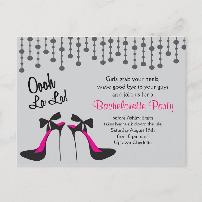 Invitation Carte Postale Fête de Bachlerotte / Filles Night Out/ (Devant)