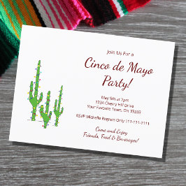 Invitation Carte Postale Fête de cactus du désert Cinco de Mayo   