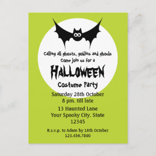 Invitation Carte Postale Fête de déguisement pour Halloween