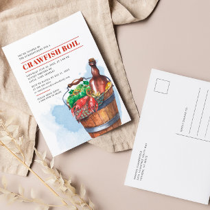 Invitation Carte Postale Fête de famille de fruits de mer d'été pour ébulli