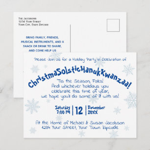 Invitation Carte Postale Fête de Fêtes Inclusive Pleine de Plaisir et d'Ori