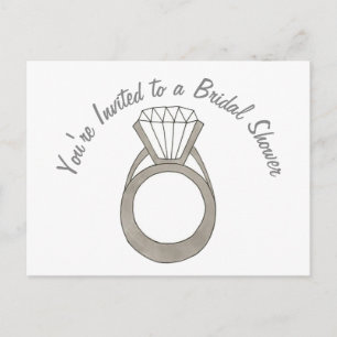 Invitation Carte Postale Fête de fiançailles avec bague de diamant Enterrem