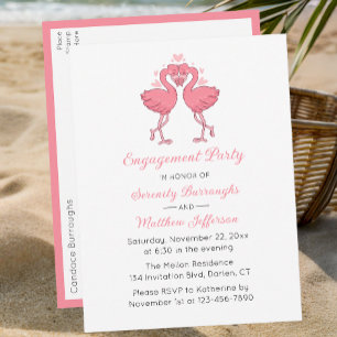 Invitation Carte Postale Fête de fiançailles Hawaïenne Flamant Rose Tropica