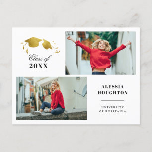 Invitation Carte Postale Fête de graduation en or Simple Gold