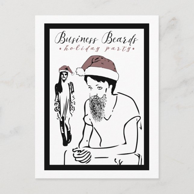 Invitation Carte Postale fête de la barbe d'affaires (Devant)