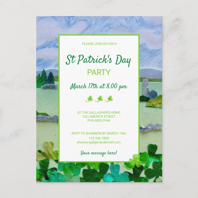 Invitation Carte Postale Fête de la Saint Patrick (Devant)