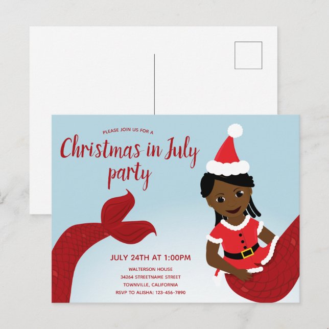 Invitation Carte Postale Fête de la sirène en juillet (Devant / Derrière)