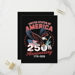Invitation Carte Postale Fête de l'indépendance 250e anniversaire USA Patri