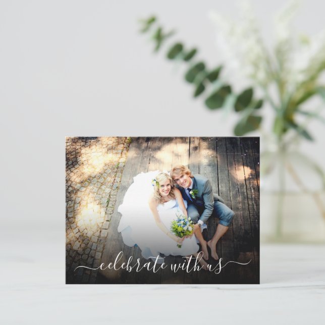 Invitation Carte Postale Fête de Mariage en Intime avec Nous (Debout devant)