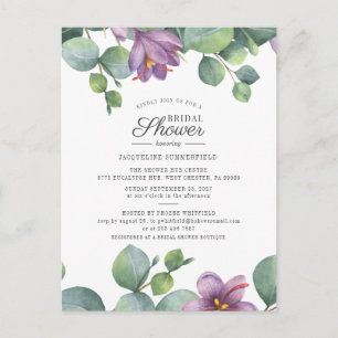 Invitation Carte Postale Fête de mariage Floral Eucalyptus Végétalie Script