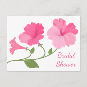 Invitation Carte Postale Fête de mariage Florale Fleurs Roses et Fuchsia