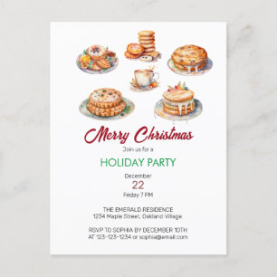 Invitation Carte Postale Fête de Noël Aquarelle