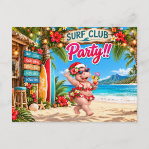 Invitation Carte Postale Fête de Noël du club de surf 