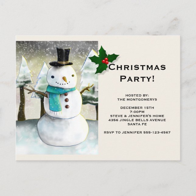 Invitation Carte Postale Fête de Noël du motoneigiste (Devant)