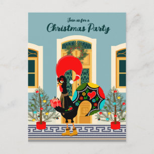 Invitation Carte Postale Fête de Noël portugaise avec coq