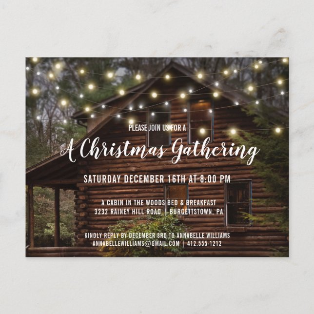 Invitation Carte Postale Fête de Noël Russe de Cabine de log (Devant)