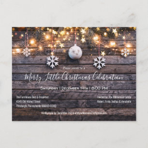 Invitation Carte Postale Fête de Noël Rustic Farmhouse Wood & Stars