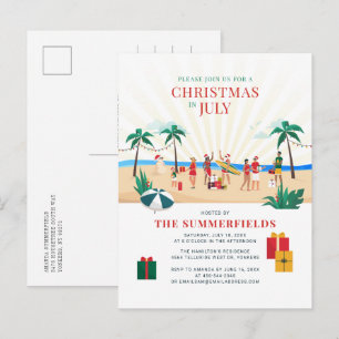 Invitation Carte Postale Fête de plage estivale en famille