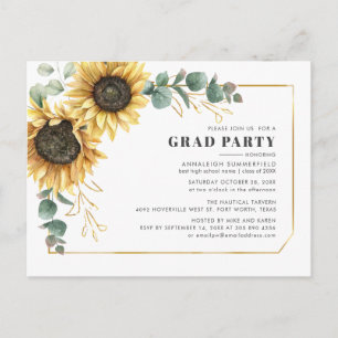 Invitation Carte Postale Fête de remise des diplômes Sunflower Floral 2026