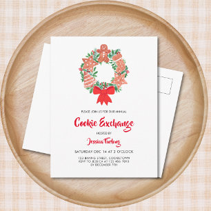 Invitation Carte Postale Fête d'échange de biscuits de Noël