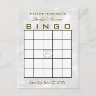 Invitation Carte Postale Fête des mariées Bingo Monogramme Coeur