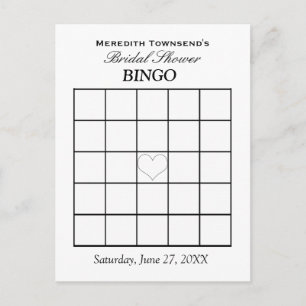 Invitation Carte Postale Fête des mariées Bingo Typographie Simple Plaque