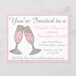 Invitation Carte Postale Fête des mariées Bubbly Pink Champagne Toast Chefs
