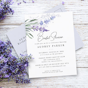 Invitation Carte Postale Fête des mariées d'aquarelle florale de lavande ro