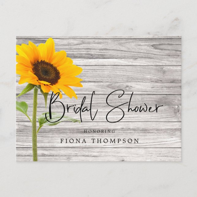 Invitation Carte Postale Fête des mariées de calligraphie de tournesol rust (Devant)