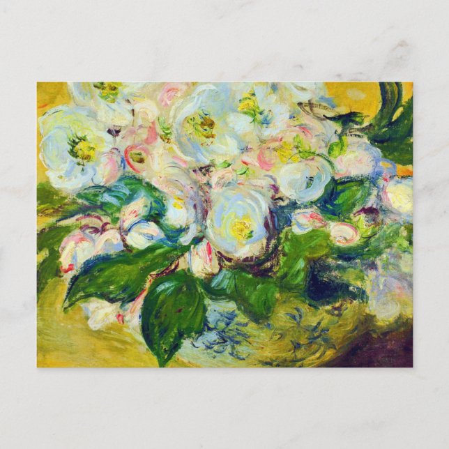 Invitation Carte Postale Fête des mariées d'impressionnisme Rose de Noël (Devant)