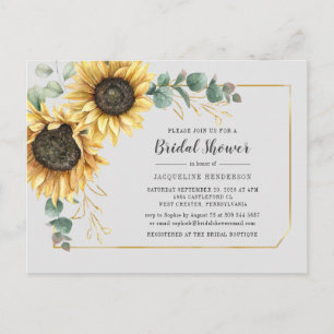 Invitation Carte Postale Fête des mariées florale de tournesol Eucalyptus