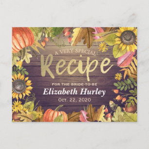 Invitation Carte Postale Fête des mariées Recette Automne Maple Feuille Cit
