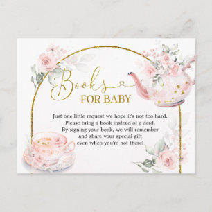 Invitation Carte Postale Fête des mariées rose Floral Tea Party Livres pour