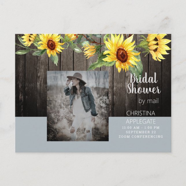 Invitation Carte Postale Fête des mariées rustique par Mail II Tournesol &  (Devant)