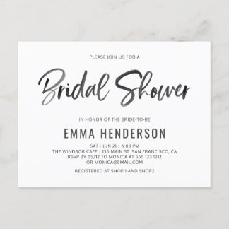 Invitation Carte Postale Fête des mariées simple moderne