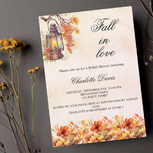 Invitation Carte Postale Fête des mariées tomber amoureux floraux orange