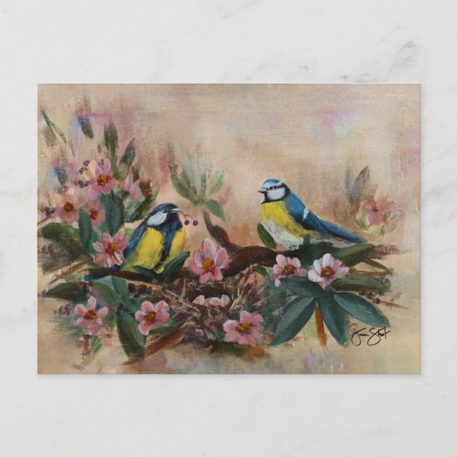 Invitation Carte Postale Fête des Mères Oiseaux (Devant)