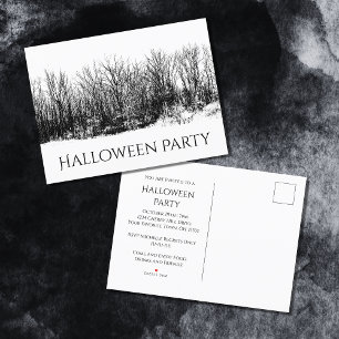 Invitation Carte Postale Fête d'Halloween noir gothique