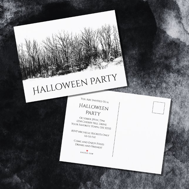 Invitation Carte Postale Fête d'Halloween noir gothique (Créateur téléchargé)