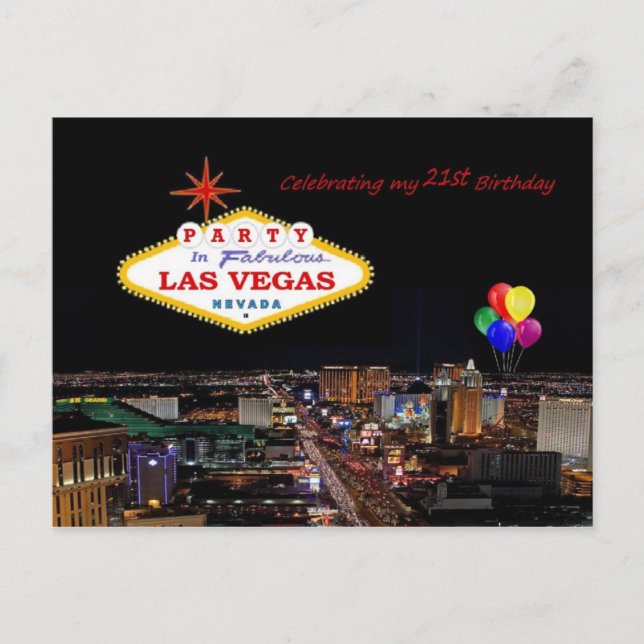 Invitation Carte Postale Fête du 21e anniversaire Las Vegas Postcard (Devant)