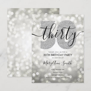 Invitation Carte Postale Fête du 30e anniversaire de l'élégant Silver Moder