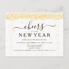 Invitation Carte Postale Fête du Nouvel An Elegant Fizz