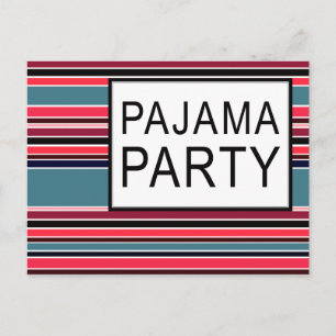 Invitation Carte Postale fête du pyjama rayé