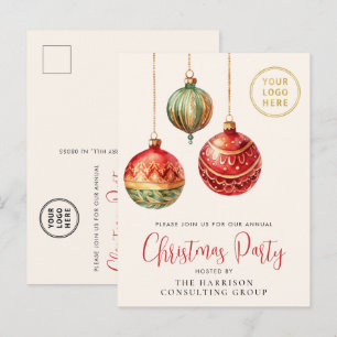 Invitation Carte Postale Fête élégante de Noël d'entreprise