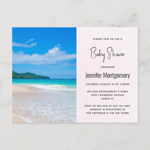 Invitation Carte Postale Fête Prénatale de Bébé sur une Destination Tropica